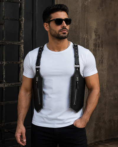 Genuine leather chest harness - genuine,