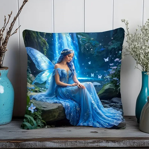 Blue fairy with butterfly - blue,