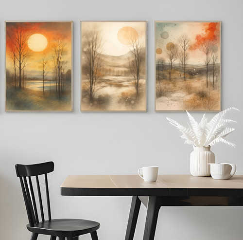 Set paintings of forest - set,