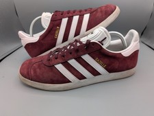 Men's Adidas Gazelle Burgundy Trainers Size 10 UK Sporty Easy Fit Style 