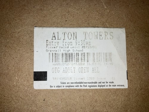Old alton towers entry ticket - old,