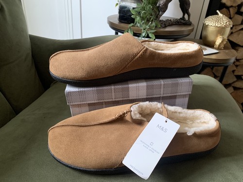 Men suede tan slip on - s,