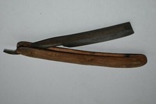RARE Vintage OLD ENGLISH SHEFFIELD Wood Handle STRAIGHT Folding SHAVING RAZOR