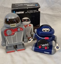 Vintage Robot Radio x2 1980s Tomy Mr DJ Radio & Steepletone Rob 1 Box Retro Toy