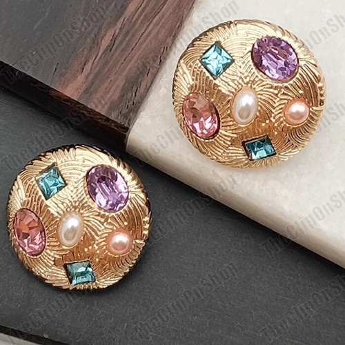 Clip big multi gem earrings - gem,