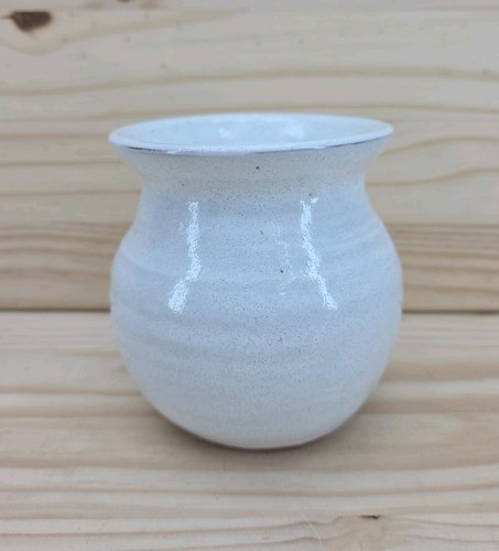 Studio pottery vase - pottery, white