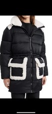 UGG Amal Coat Women's Plush Seam Black And White Size S
