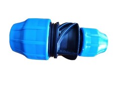 50mm-32mm Coupling Straight Compression Fitting Blue Water/MDPE/Alkathene Pipe