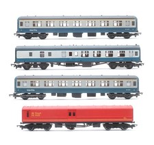 VARIOUS BRANDS 'OO' GAUGE RAKE OF 4 ASSORTED BR BLUE/GREY & ROYAL MAIL COACHES