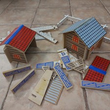 Toy wooden farm building, slot together, and accessories bundle
