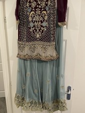 Desi Asian Outfit Pakistani Indian Kameez With Sharara Party Wear Lehnga Size s