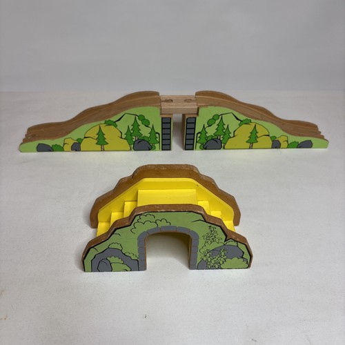 Wooden train track bridges - train,