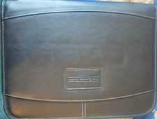 A4 Gemline Office Document Black zip lock Leather File Folder Pouch  Calculator