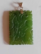 Vintage Genuine Hand Carved Nephrite Spotted Jade Pendant  3 x 2 Cm 5.9g