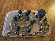 Job Lot Vintage Jewels 6 items Unusual Mixture Necklace Bracelet Earrings Pot