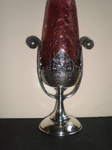 Loetz cranberry crackle glass - crackle,