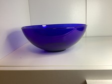 Vintage Large Cobalt Blue Glass Fruit Bowl. Round.