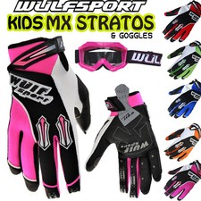 Wulf Stratos Kids Motocross Gloves Child Off Road Quad Pit Bike Kart MX Goggles