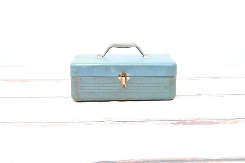 Vintage blue tackle box - vintage,