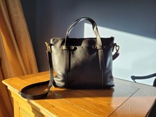 FOSSIL HAND SHOULDER BLACK BAG  REAL LEATHER REMOVABLE STRAP ZIP FASTENING