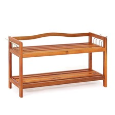 2-Tier Wood Shoe Rack Solid