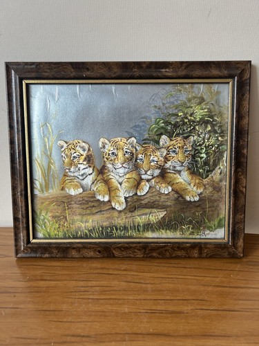 Vintage signed framed foil - signed,