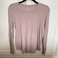 NEW - Aerie Real Soft Size M 12 14 Dusky Rose Pink Knit Ribbed Long Sleeve Top 