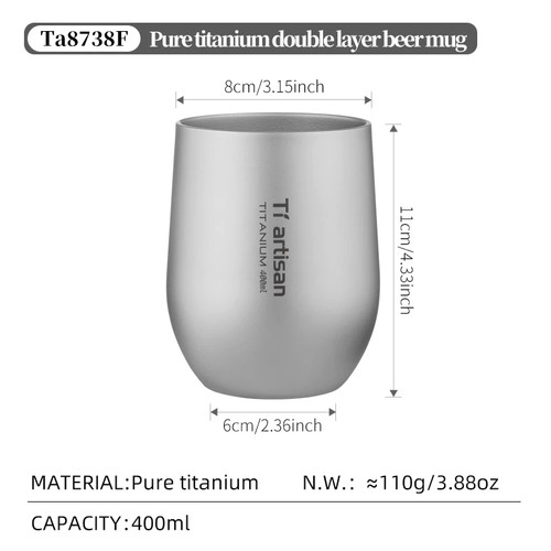 255ml 400ml pure titanium beer - titanium,