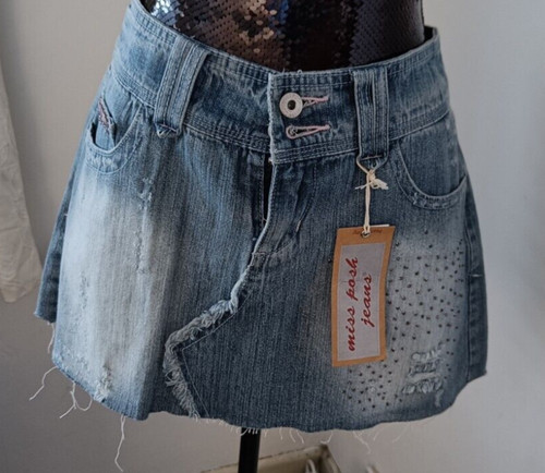 Denim skirt beaded bling miss - skirt,