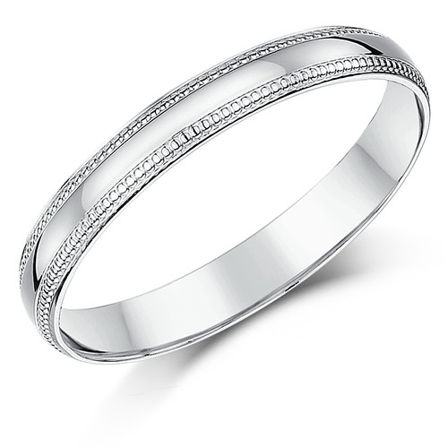9ct white gold ring court - white,