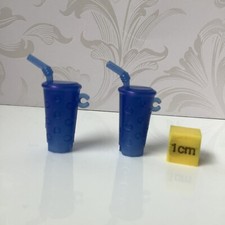 Barbie Blue Glass Sippy Cup Cold Cup Accessories Clip In Drink DreamHouse (A1)
