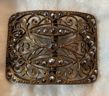 Antique Georgian Buckle Gold over Copper France Buckle Shoe / Belt Leather 2”