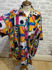 Mans silk shirt vintage jazzy pattern size XL  chest 52"  PB112