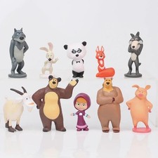 Masha And The Bear Sciuridae Goat Cartoon 10PCS Action Figure Kids Toy Doll Gift