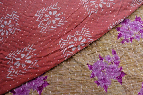Vintage sari throw reversible - vintage,