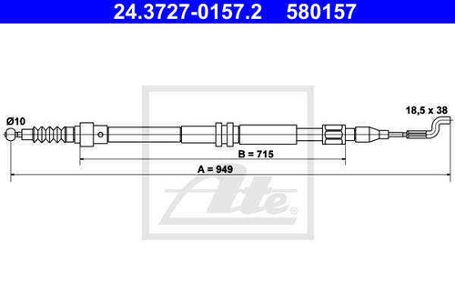 Cable parking brake for - cable,, vw