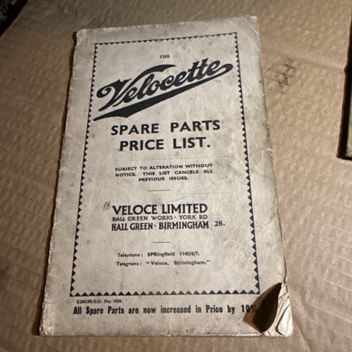 Velocette 1938 spare - spare, parts