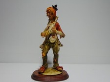 Hobo Clown Figurine Concertina Squeezebox Instrument Resin On Wood Base