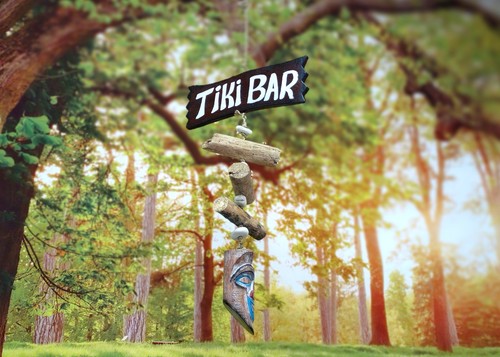Hanging driftwood tiki - driftwood,