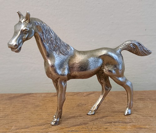 Vintage silvered metal horse - vintage,