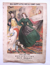 Happy Little Wife Victorian Illustrated Antique Music Sheet Concanen & Lee RARE