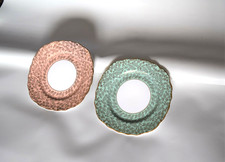 Set of 2 VINTAGE CROWN REGENT BONE CHINA SMALL GREEN & PINK PLATE