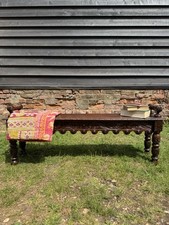 Victorian Carved Oak Window Seat Bench – Hall Seat Bedroom Plant Stand
