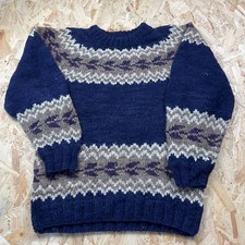 Vintage Nuca Huasi Purple Hand Knit Wool Jumper Made in Ecuador Chunky L / XL