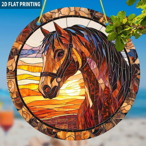Brown horse sunset landscape - brown,