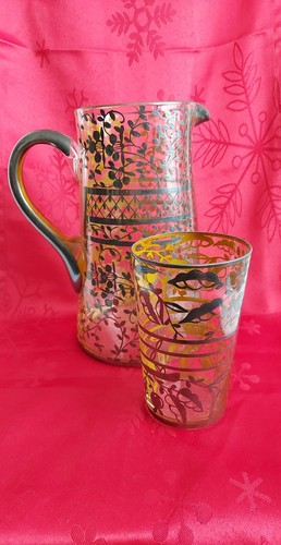 Vintage bohemian glass jug and - bohemian,