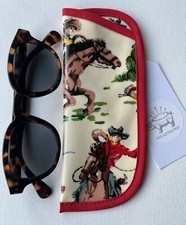 Cath Kidston Cowboy Print Reading Glasses Case Red Trim Oilcloth Handmade Rare