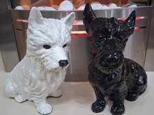 Antique whiskey advertising dogs black and white cast alloy approx 8 inches high