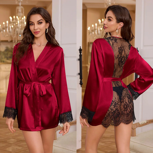 Sexy lace robe female - robe,
