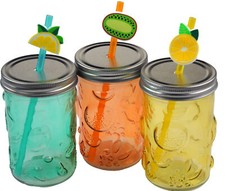 Glass Drinking Mason Jars w/